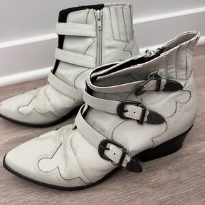 Faux leather western ankle boots